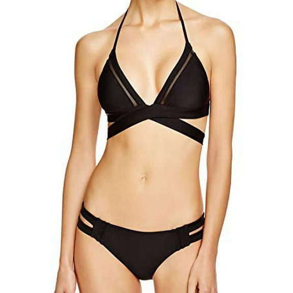 6 Shore Road BLACK Wrap La Playa Bikini Swim Top, US Medium