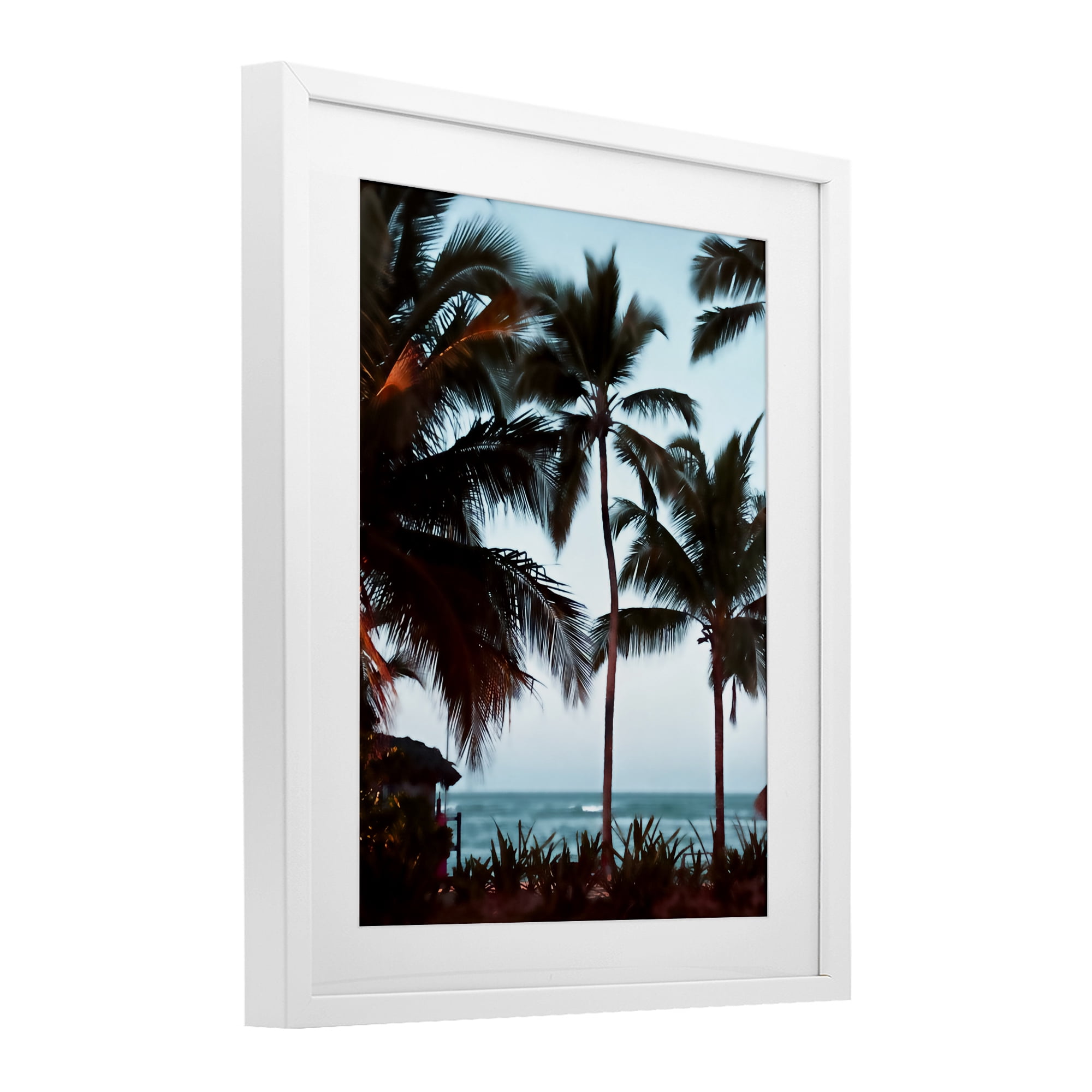 Stupell Industries Shady Palms Beachfront White Framed Print Under Glass, design by Noah Bay