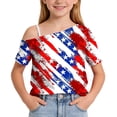 thumbnail image 3 of SGFCWSX Girls T Shirts One Shoulder Short Sleeve American Flag Print Casual Loose Fit Fashion Tops for Kids Multicolor Size 5T, 3 of 4
