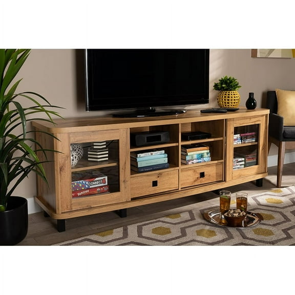 Baxton Studio Walda Modern and Contemporary Oak Brown Finished Wood 2-Drawer TV Stand