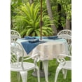 thumbnail image 3 of Outdoor Tablecloth with Umbrella Hole for Patio/Picnic/Party/Camping, Teal Beige Ombre Coastal Waterproof Table Cloth Round Cover Washable, Nautical Beach Starfish Coral Summer (Dia 60"), 3 of 8
