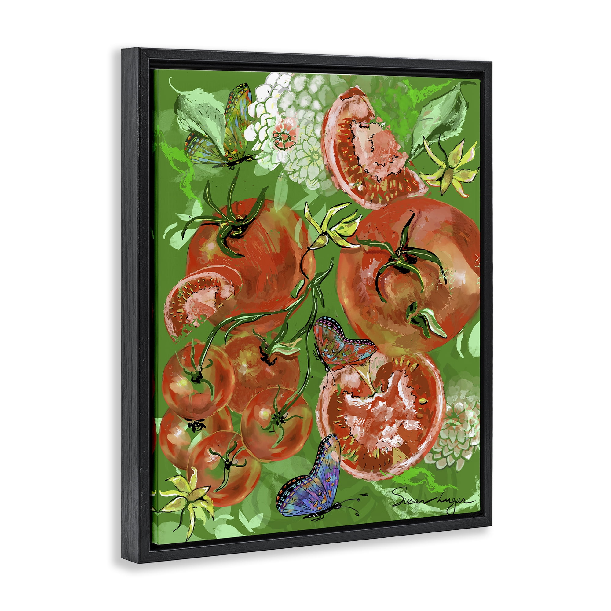 Stupell Industries Tomatoes Swirl Collage Black Framed Floater Canvas Wall Art, design by Susan Lugar