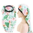 thumbnail image 5 of Travelwant Women Floral Satin Long Tail Bonnet Night Sleeping Cap Head Cover Hair Care Hat, 5 of 8