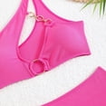 thumbnail image 3 of Women's Two Piece Swimsuit Solid Color Sexy One Shoulder Bikini Bathing Suits for Senior Women plus Size Sunflower Bathing Suits for Women Swimsuits for Women with Shorts Underwire Sunflower Swimsuits, 3 of 6