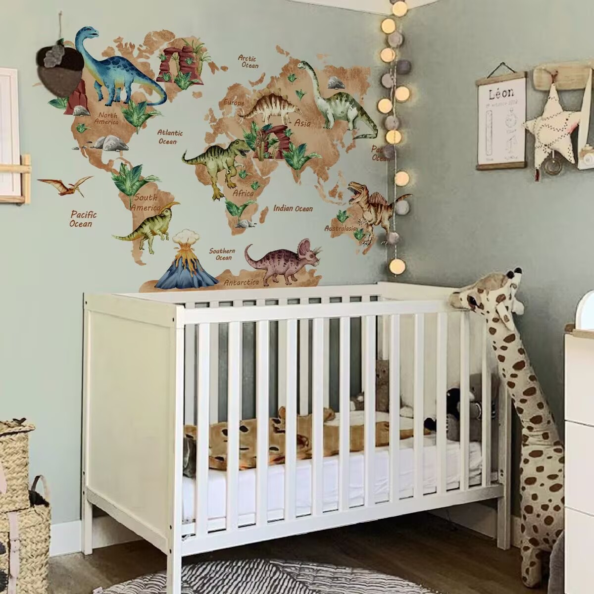 Cartoon animal decals, dinosaur map wall stickers, dinosaur stickers, map posters,Living Room DIY transparent stickers Peel and Stick Removable Home Decor Bedroom Sofa TV Wall Art Decoration