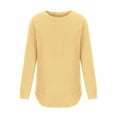 thumbnail image 4 of Women'S Long Sleeve Sweatshirts 2024 Winter Fashion Solid Round-Neck Lightweight Basic Pullover Tops Yellow XL, 4 of 5