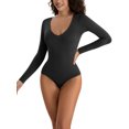 thumbnail image 4 of YouLoveIt Women's One Piece Shapewear V-Neck Long Sleevee Stretchy Basic Bodysuit Shirt V Neck Shapewear Bodysuit Tops for Women Body Shaper Jumpsuit, 4 of 8