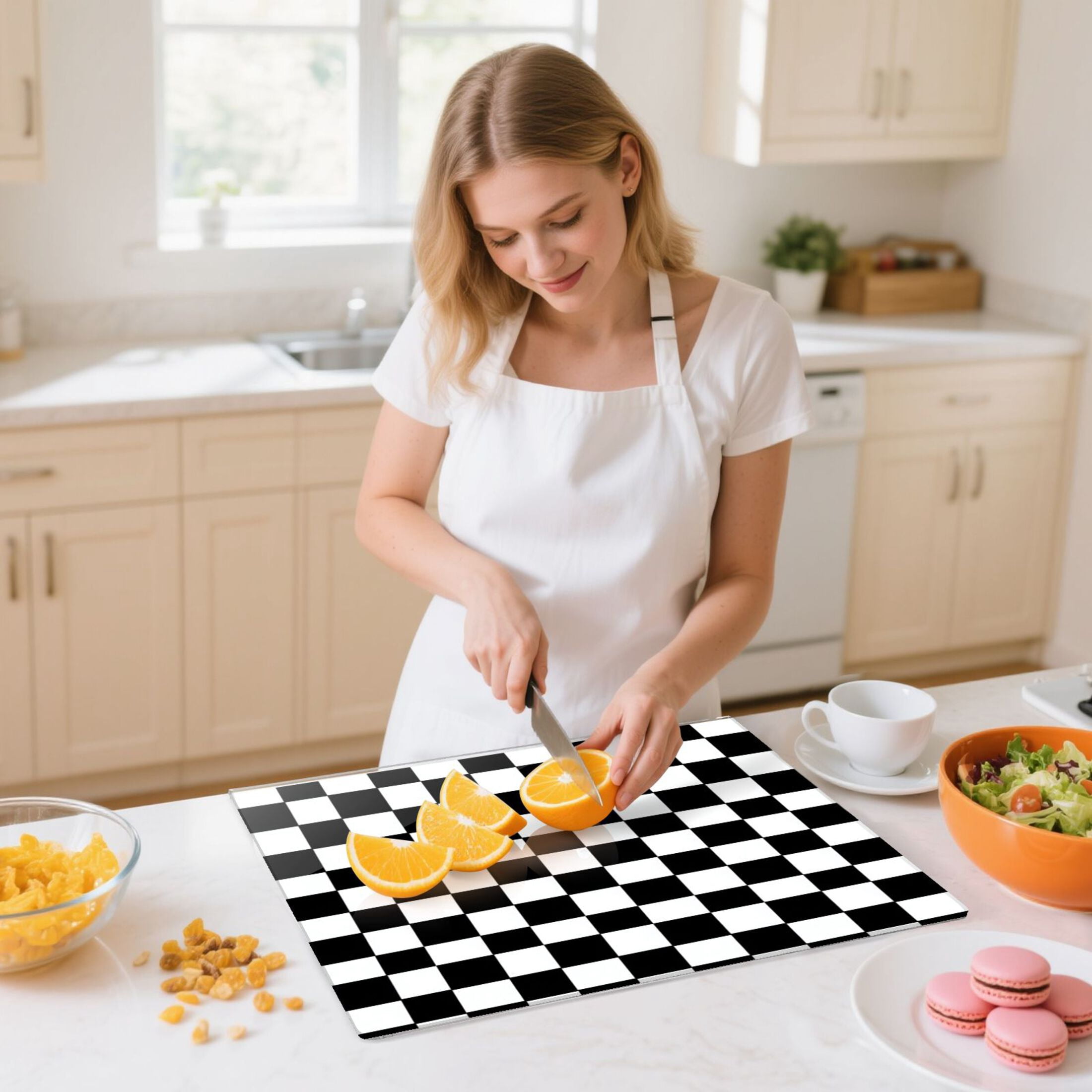 13.4" x 16.5" Food-Grade Acrylic Cutting Board Non-Slip Kitchen Chopping Board Classic Black-and-white Checkered Pattern