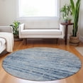 thumbnail image 5 of HomeRoots 662954 8 ft. Sky Blue & Gray Abstract Washable Round Area Rug with UV Protection, 5 of 9