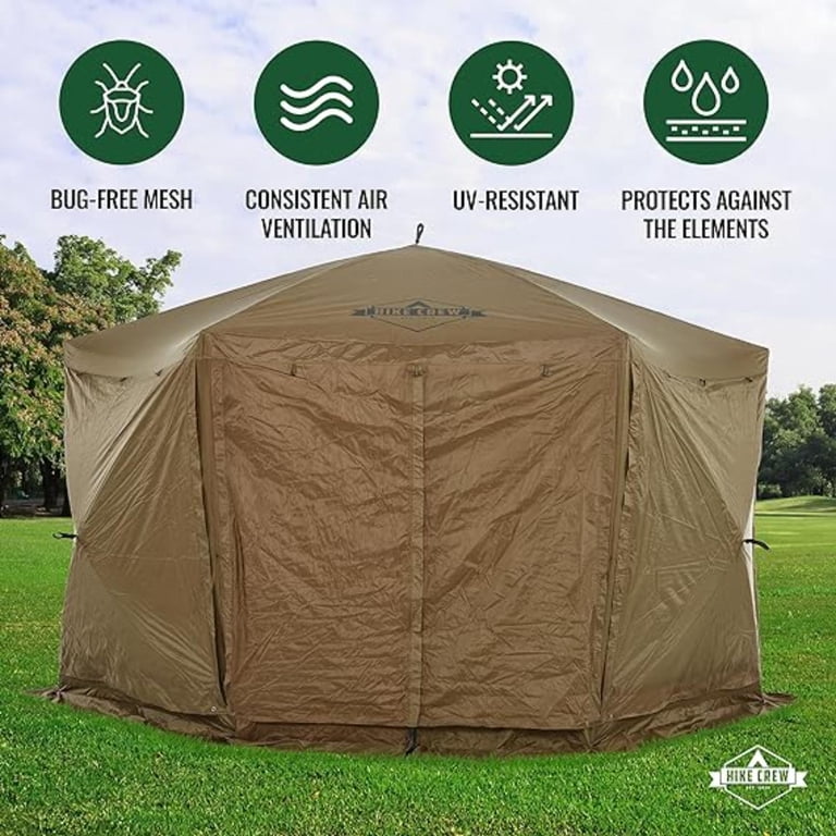 Hike Crew 12' x 12' Enclosed Canopy Tent, Brown - Walmart.com