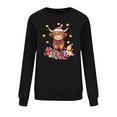 thumbnail image 5 of Women's Christmas Dairy Cow Graphic Sweatshirt - Cute Xmas Lights Santa Hat Pullover, Cotton Blend Ugly Christmas Pajama Style Top, 5 of 6