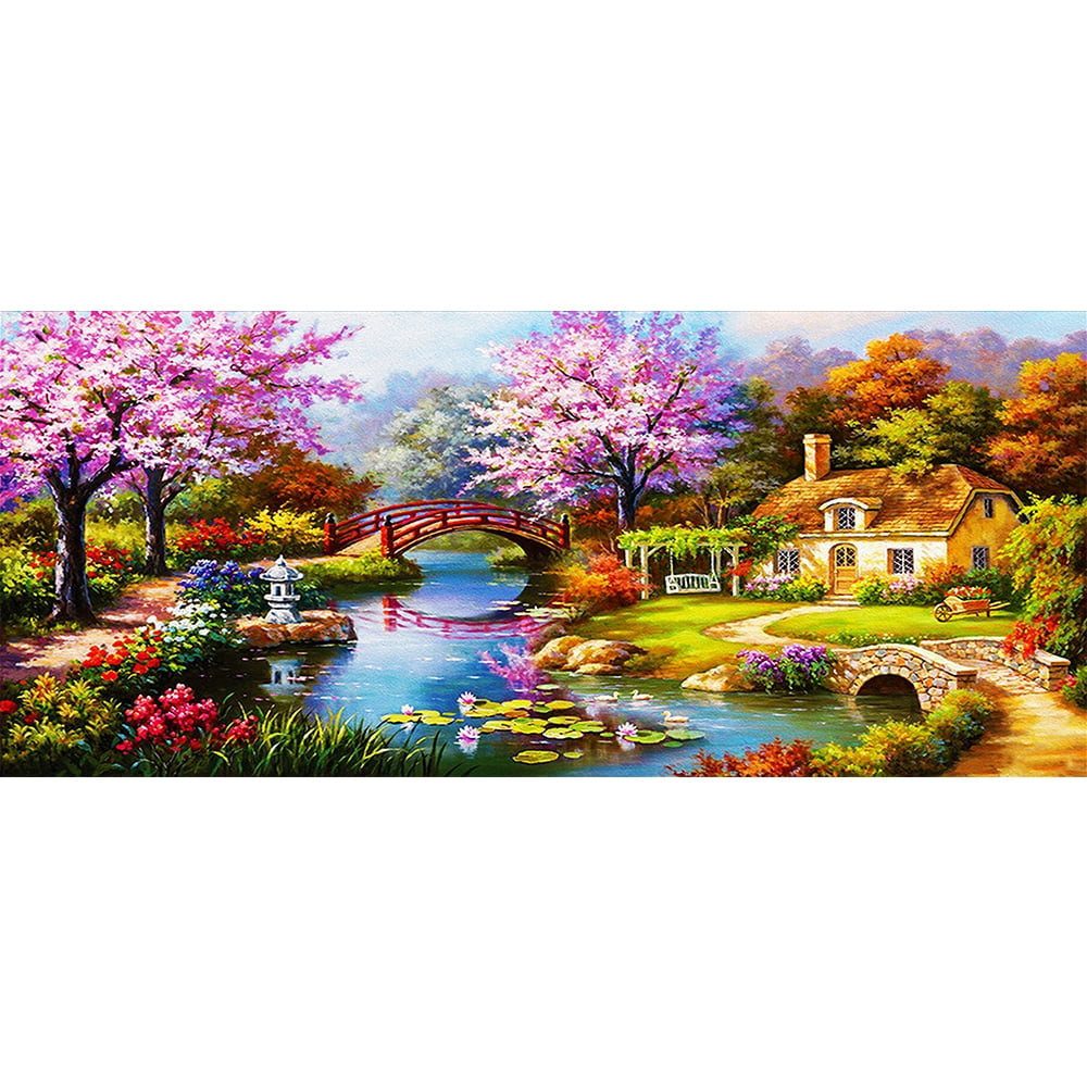 DIY Diamond Painting Kits Crystal Round Rhinestone Canvas Embroidery Blue Starry Waterfall Landscape and Purple Butterflies Adults Kids Cross Stitch Arts Craft for Home Wall Decor 5 Sizes