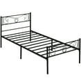 thumbnail image 1 of Cama individual de metal para niños con cabecero y piecero - Estructura resistente con lamas metálicas - Fácil montaje y almacenamiento bajo cama - Diseño silencioso - Negro, TWIN, 1 of 9