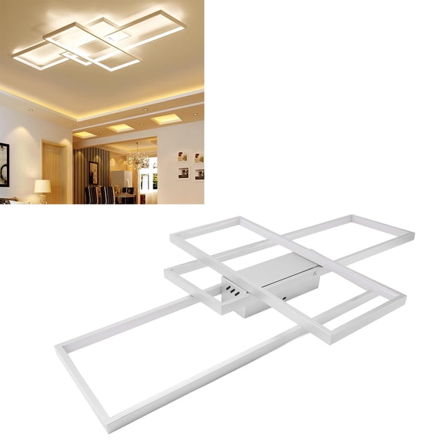 Lámpara De Techo LED Moderna, Lámpara De Techo Empotrada Regulable En Negro Con Control Remoto Y Control De Aplicación, Lámpara De Techo Rectangular De 31,8 Pulgadas Para Sala
