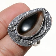 Black Agate Gemstone Handmade Fashion Ethnic Gifted Ring Jewelry 9" SA 263