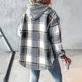 thumbnail image 4 of Luwomo Women's Leisure Jackets Plaid Long Sleeve Hooded Zipper Drawstring Sweatshirt Loose Fit Coat Regular Blouses Grey,XL, 4 of 6