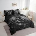 thumbnail image 3 of Feelyou Motorcycle Dirt Bike Bedding Comforter Set 7pcs, Extreme Speed Sport King Bedding Sets, Neon Grey Honeycomb Reversible Bed Sheets, Ultra Soft Bedroom Decor, 3 of 8