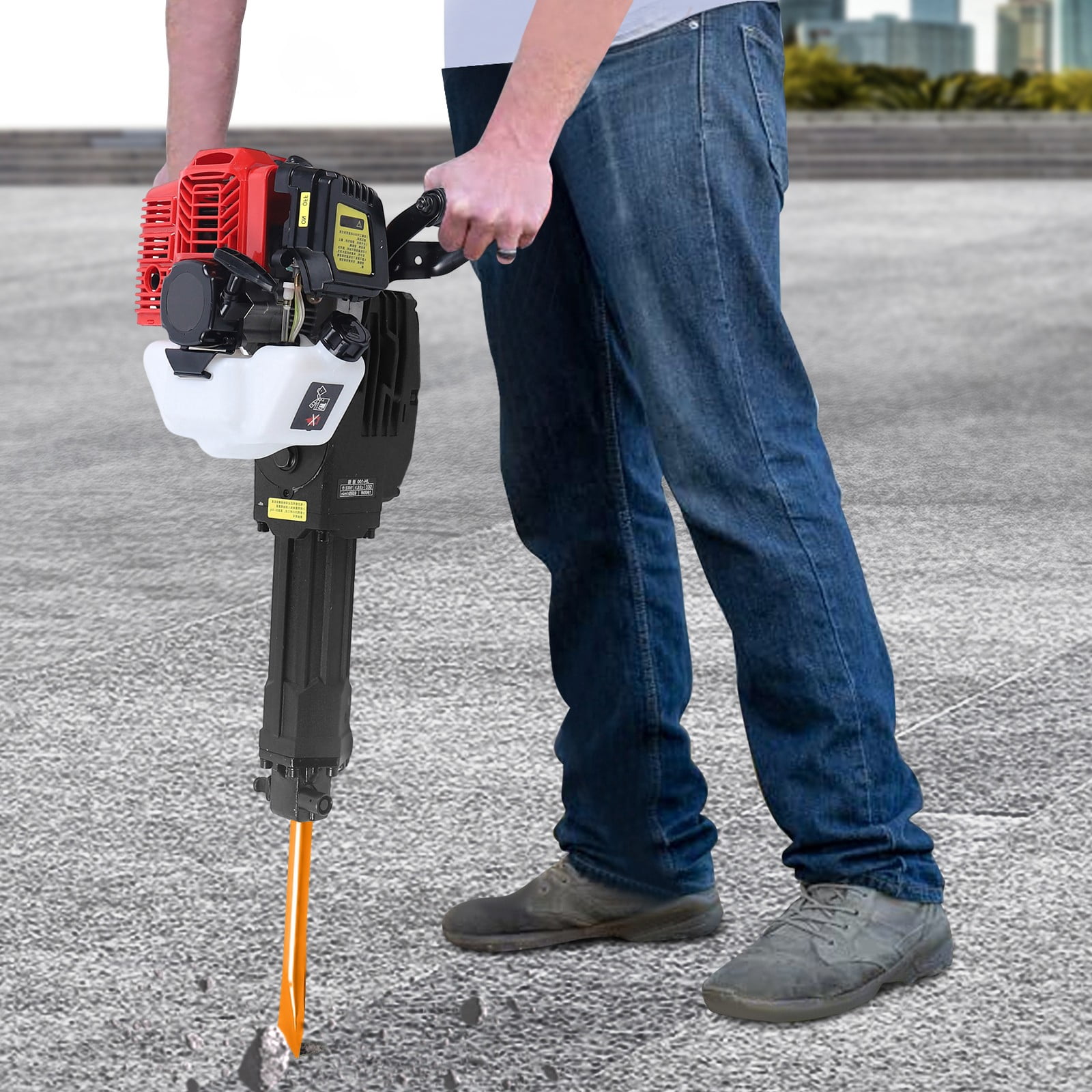 PEAKORA52cc Demolition Jack Hammer Concrete Breaker Drill w/ 2 Chisel Gas-Powered US