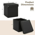 thumbnail image 3 of Gymax Folding Storage Ottoman Upholstered Square Footstool PVC Leather 10.5 Gallon Black, 3 of 10