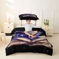 thumbnail image 2 of Metsweet Watercolor Dragon Twin Duvet Cover, Vintage Library Book Twin Bedding, Purple Black Brown,Black Reversible,2pcs,1 Duvet Cover and 1 Pillowcase, 2 of 6