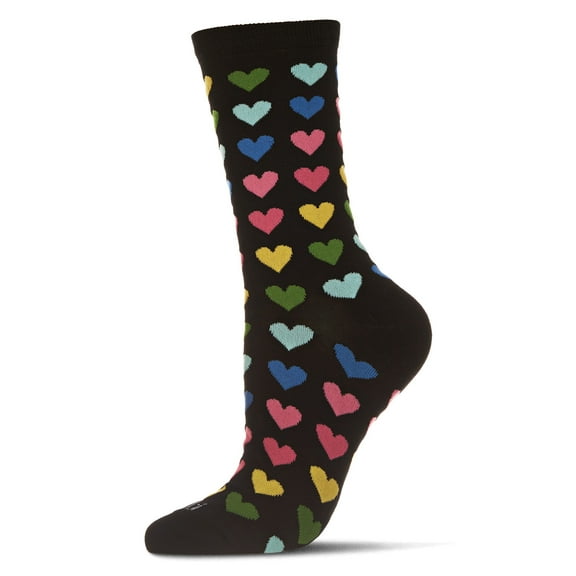 MeMoi Multicolored Hearts Bamboo Blend Crew Sock - Mens - Male