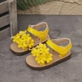 thumbnail image 2 of kpoplk Girls Sandals Open Toe Strappy Summer Shoes Summer Flower Casual Sandals(Yellow,6.5), 2 of 7
