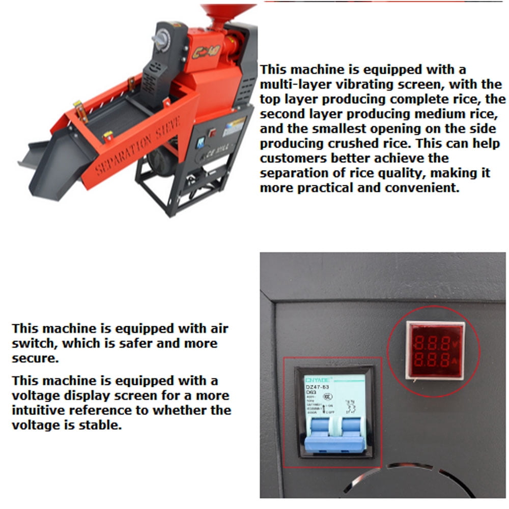 Efficient Rice Milling Machine with Dual Vibrating Screens Grain Peeling Machine 130-170kg/h 220V