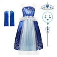 thumbnail image 1 of HAWEE Girls Cinderella Blue Princess Sparkle Dress, Halloween Birthday Party Outfit, with Accessories, 1 of 4
