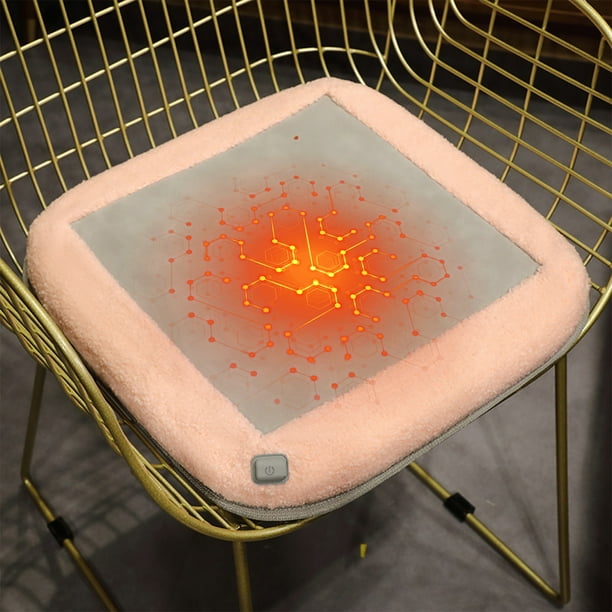 Almohadilla térmica de invierno, cojín de asiento calefaccionado portátil con alimentación por USB, lavable, para aulas, dormitorios, hogar, para sentarse durante largos periodos.
