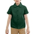 thumbnail image 1 of Kids Boys Solid Short Sleeve Collared Shirts, Soft Breathable Button Down Casual Tops for Daily Wear, 6M-9Y, 1 of 5