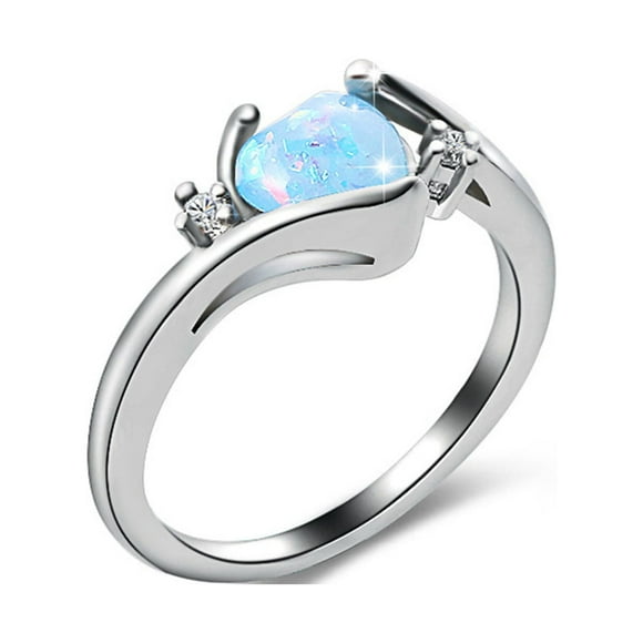 YHAIOGS Cool Rings for Teens Boys Opal Ring Round Opal White Stone Hand Jewelry Fashion Jewelry Ring