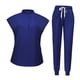thumbnail image 3 of Conjunto De Uniforme Médico Para Mujer, Top Y Pantalones Lavables Para Belleza, Tienda De Mascotas, SPA L, Azul Oscuro, 3 of 8