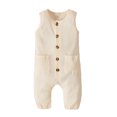 thumbnail image 1 of ITFABS Baby?s Fashion Solid Color Single-breasted Sleeveless Jumpsuit, 1 of 1