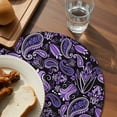 thumbnail image 4 of Round Placemats Set of 4 Purple Flower Place Mats Washable Woven Placemat Abstract Retro Floral Circle Braided Table Mat for Kitchen Dining Table Party Home Decor 15 Inch, 4 of 8