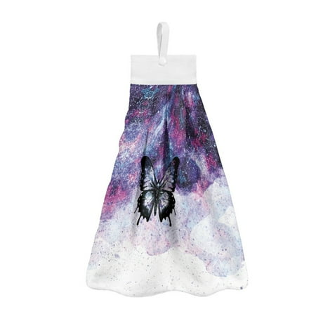 

ZIATUBLE Butterfly Kitchen Hand Towels Galaxy Hanging Hand Towels Easy to Clean Hand Towels for Bathroom Set of 3 Absorbent Dish Towel Hand Towels Lightweight Hand Tie Towel Home Decor