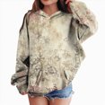 thumbnail image 2 of TOWED22 Camo Hoodies for Kids Boys Girls Maple Leaf Print Oversized Drop Shoulder Hooded Sweatshirt Pullover With Pocket Streetwear,Beige,4-5 Y, 2 of 7