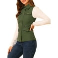 thumbnail image 4 of INSPIRE CHIC Women's Zip Up Jacket Sleeveless Anorak Utility Vest Jacket with Pockets S Green, 4 of 7