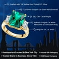 thumbnail image 2 of Gem Stone King 18K Yellow Gold Plated Silver 3-Stone Ring Emerald Cut Green Nano Emerald and Moissanite (6.62 Cttw, Size 5), 2 of 4