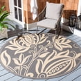 thumbnail image 2 of Safavieh Courtyard Crystal Floral Indoor/Outdoor Area Rug, Gray/Natural, 5'3" x 5'3" Round, 2 of 9