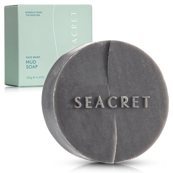 SEACRET MUD SOAP BAR: Dead Sea Black Mud Minerals Skin Care Treatment with Guineensis Kernel Oil, Witch Hazel & Sea Salt for Cleaning, Hydrating, Exfoliating, Detoxifying Face & Body, Normal to Oily S