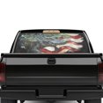 thumbnail image 1 of Uourmeti Alligator American Flag Perforated Vinyl Rear Window Decal Graphic, 66.9" x 22.4" Waterproof See-Through Sticker for Most Pickup Trucks, 1 of 1