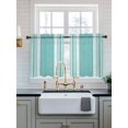 thumbnail image 2 of Vintage Turquoise Striped Tier Curtains 24 Inch Length,Sheer Curtains for Bedroom Living Room Farmhouse Modern Stripes Boho Texture Short Kitchen Curtains for Small Half Window 27.5"x24" 2 Panels, 2 of 7