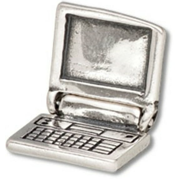 Sterling Silver 16" .8mm Box Chain 3D Opening Laptop Computer Pendant Necklace