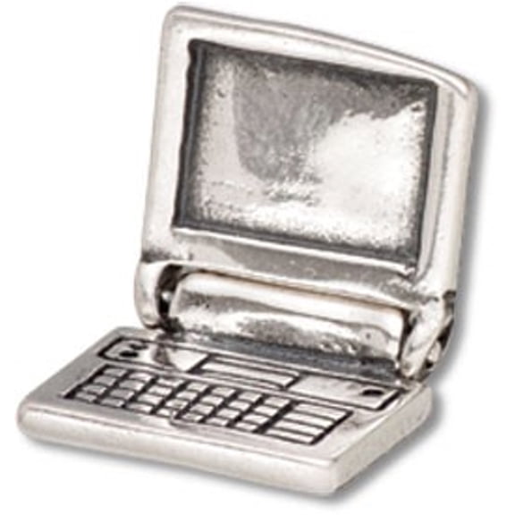 Sterling Silver 16" .8mm Box Chain 3D Opening Laptop Computer Pendant Necklace