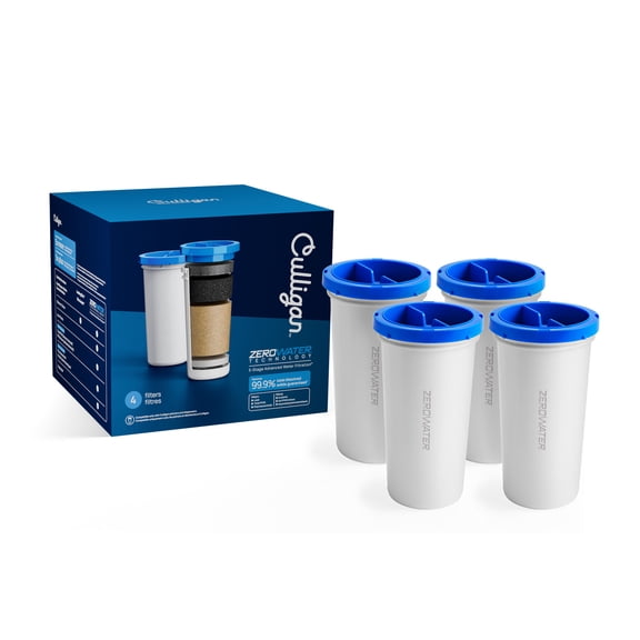 Culligan with ZeroWater Technology Filter Replacement, 5-Stage Advanced Water Filter – 4 Count