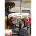 thumbnail image 4 of Outdoor Tablecloth with Umbrella Hole and Zipper, Christmas Square Table Cloth 60x60 Inch Waterproof Tablecloth, Winter Poinsettia Berry Farmhouse Wooden Grain Picnic Table Cover for Patio Camping, 4 of 7