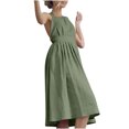thumbnail image 7 of Sleeveless Women's Formal Midi Dress Cotton Linen Halter Criss Cross Back Dress with Bow Perfect for Cocktail Parties and Casual Outings, 7 of 7