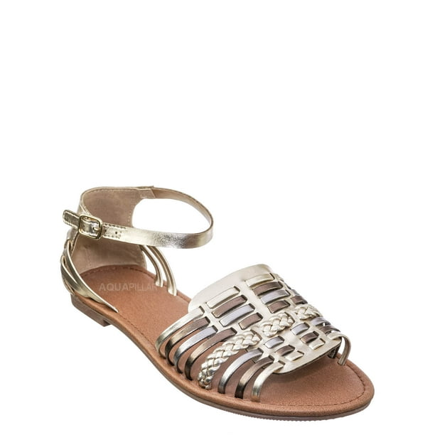 huarache peep toe flat