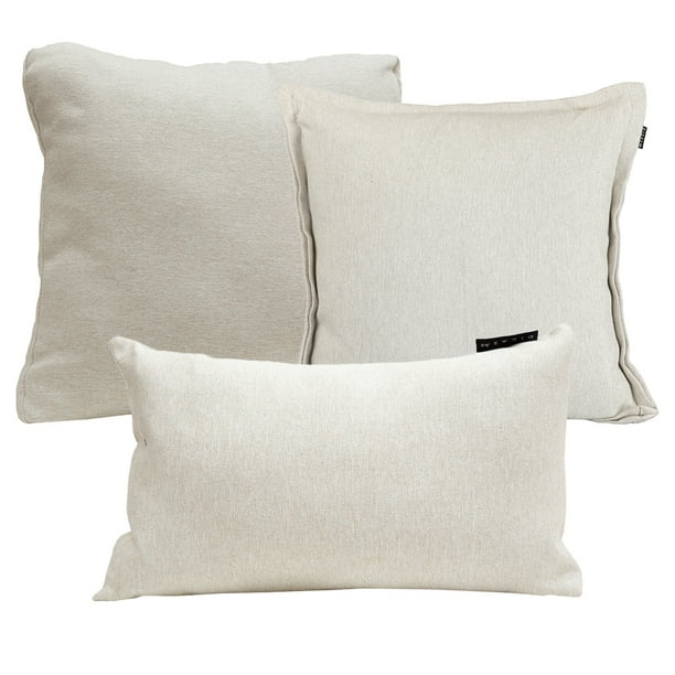 Set de 3 Cojines Decorativos DICASA Beige Cuadrado Grande y Rectangular