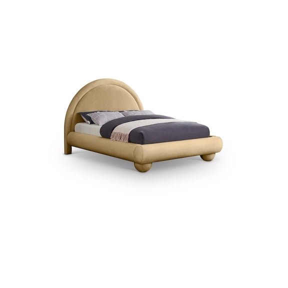 Meridian Furniture Madrid Camel Velvet Queen Bed